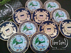 USCG Northeast Regional Fisheries Training Center Cape Cod
MA 1.5 inch 2D Offset Printed Front and 2D Back Shiny Gold cobra coins cobracoins.com